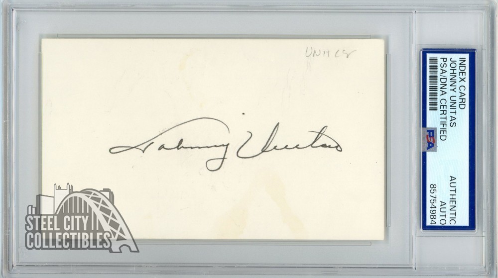 Johnny Unitas Autographed Index Card - PSA/DNA