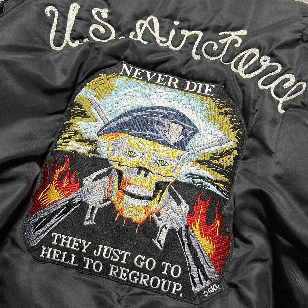 Vintage MA-1 Military Flight Bomber Jacket Chain Stitch Patch