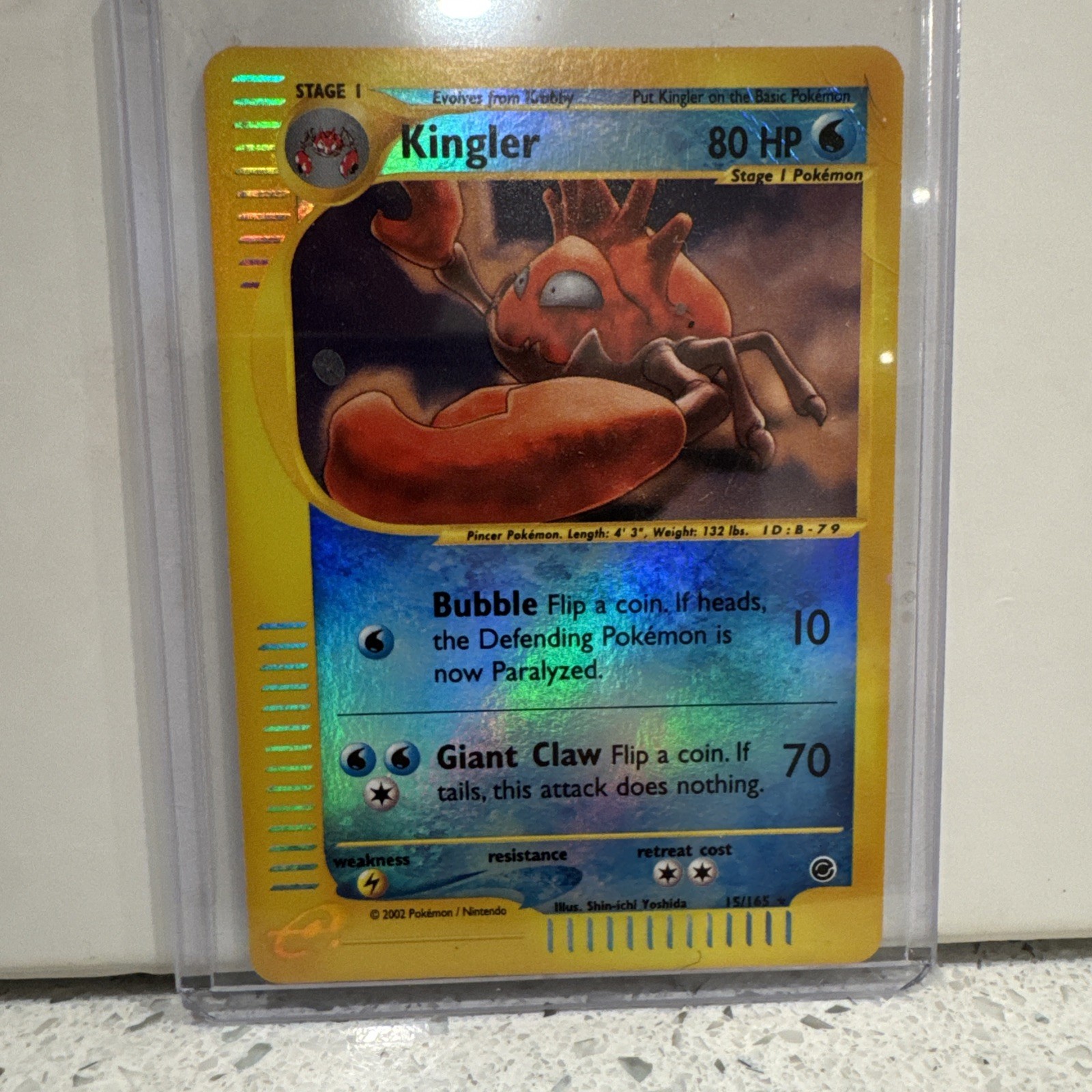 Pokemon Card KINGLER Reverse Holo Rare 2002 Expedition 15/165