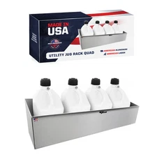 Pit Posse Fuel Jug Holder Storage Rack Made in USA Trailer Garage Shop (Silver)