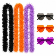 RAINFLOW Halloween Feather Boa Pack - 6 Pcs Feather Scarf Set
