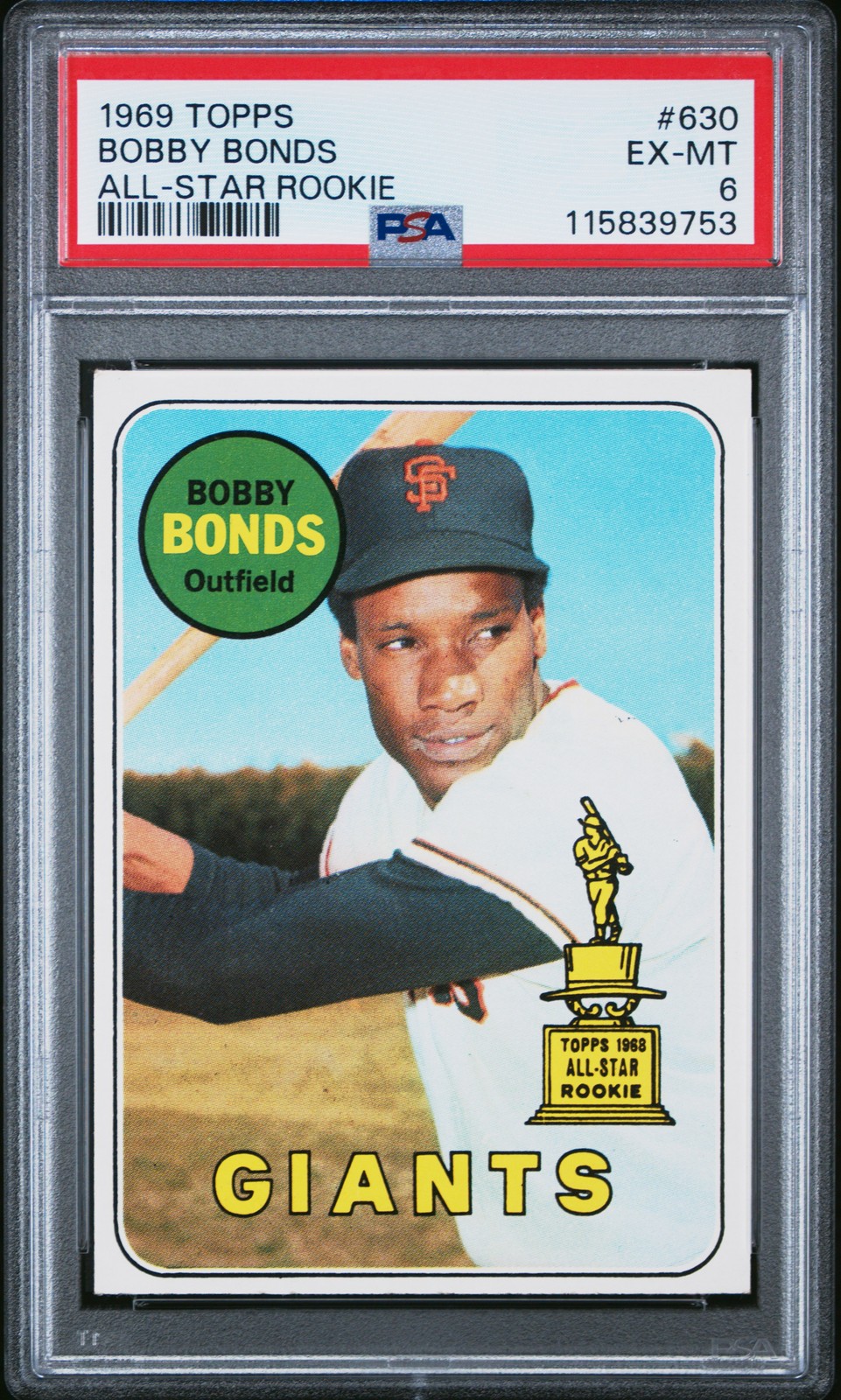 1969 TOPPS ALL-STAR RC #630 BOBBY BONDS PSA 6
