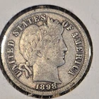 1898 Barber Dime Silver Fine to VF+ Coin 90% silver Lot 100