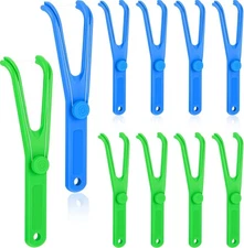 Chengu 10 Pieces Dental Floss Holder Reusable Flosser Blue, Green 