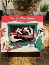 Vintage 1996 Warner Bros Store Pepe Le Pew Penelope Our First Christmas Ornament