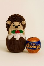 Igel Weihnachten Xmas Pudding schoko orange Umschlag Strickanleitung festlich