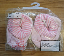 Vintage Babies Corduroy Booties Baby Pink Size Medium Age 9 - 12 Months Slipper