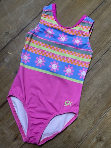 GK Elite Smiley World Berry Happy Pink Strappy Back Leotard Child Small CS