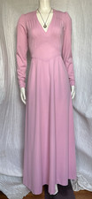 Vintage 1970s Maxi Dress Tie Back Pink Romantic Prairie Renaissance Union Made S