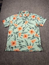 Bad Birdie Polo Shirt Mens XL Mint Green Floral Print Tropical Golf Performance