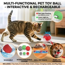 Automatic Rolling Ball Cat Toy Rechargeable Interactive Pet Toy for Cats Dogs