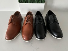 2 New Bruno Marc SBOX223M Mens Black Brown Faux Leather Oxford Shoes Sz 11