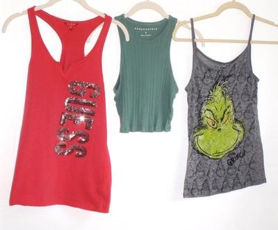 Lot of 3 Small Summer Tops Different Styles/Brands Cotton Grinch Stole Christmas