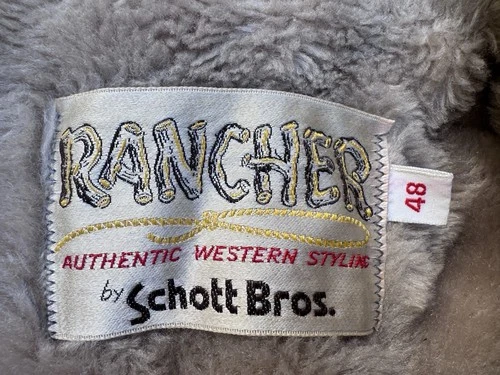 Schott Bros. Rancher Brown Suede Western Jacket Wool Fur Lined  Size 48 image 3