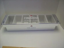 6 Removable Compartments Garnish/ Condiment Serving Hinged Lid Container - NEW