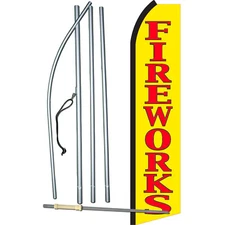 Fireworks Flag with Flag Pole and Spike