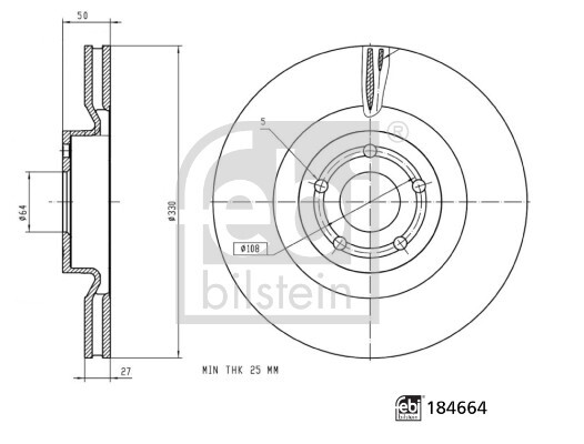 Febi Bilstein 2X Bremsscheibe BelüFtet Vorne FüR Ford Kuga Iii Dfk Focus Iv-image