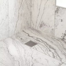 Signature Hardware - 6" Carmen Square Shower Drain - Brushed Stainless Steel