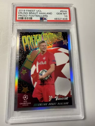 2019-20 Topps Finest UCL - Prized Footballers #PF-EHA Erling Haaland (RC) PSA 10