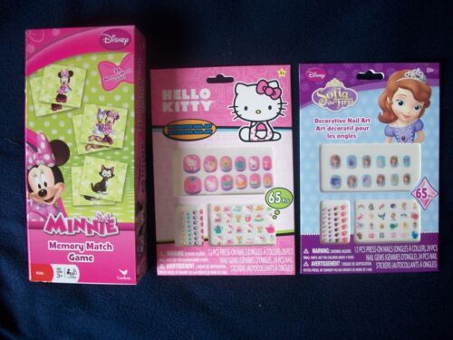 Hello Kitty, Sofia The First Decorative Nail Art Plus Minnie Match Game NUOVO! - Foto 1 di 1