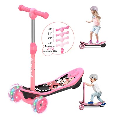 3 Wheel Kids Electric Scooter Adjustable Height E-Scooter Skateboard 2 in 1 Gift