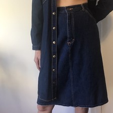 Jean Dark Blue denim Dark Gitano Skirt Size medium Vintage Boho 80s 90s