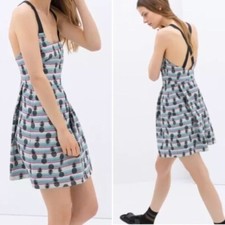 Zara Pineapple Print Fit & Flare Dress