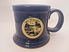 Handmade Sunset Hill Made in USA Stoneware Blue Glazed Mug 12 oz. Lake Wisconsin