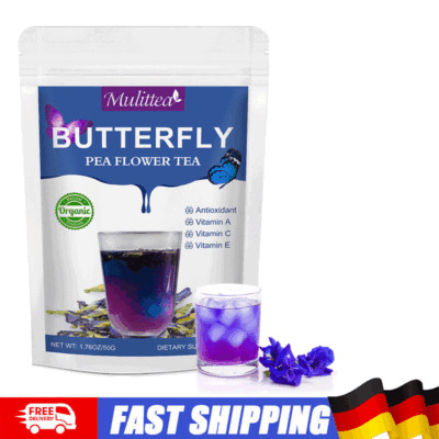 100% Natural, Organic Blue Butterfly Flower Tea, Improves Digestion Boosts Mood