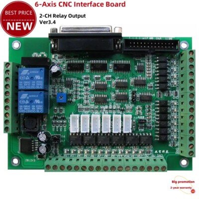MACH3 V3.4 High Speed 6-Axis Optocoupler CNC Interface Board 2CH Relay Out tp1