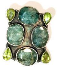 ANELLO in argento 925 con pietre radice SMERALDO  - GIOIELLO