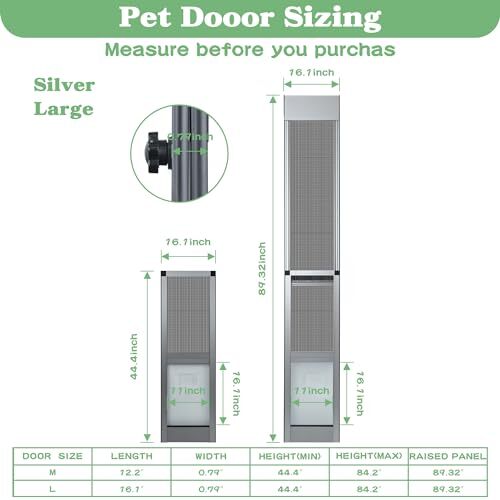 Dog Door for Sliding Glass Door, Patio Pet Door with Raised Extension