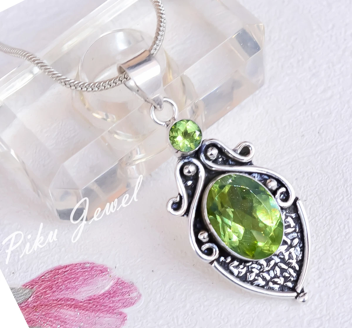 Anello Con Peridoto Verde Naturale Da 55 Carati In Argento Sterling 925 – Gioiello Personalizzabile, Ipoallergenico, Taglie Dalla 4 Alla 13