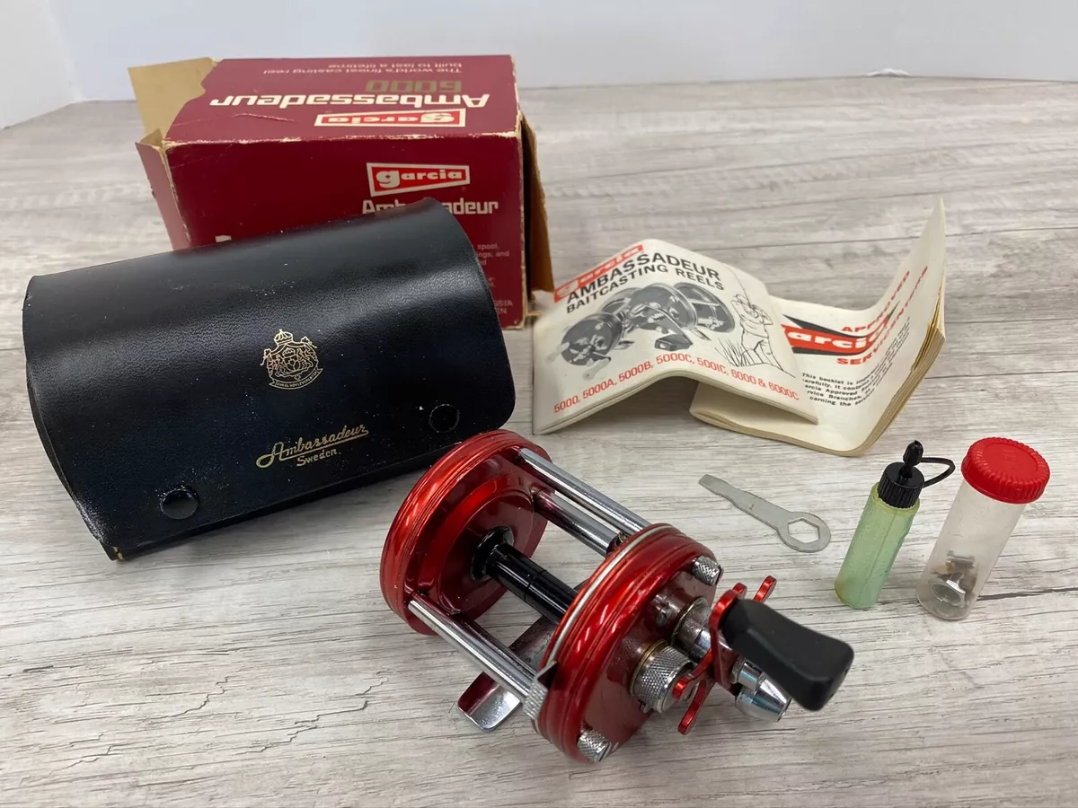 ABU GARCIA AMBASSADEUR 6000 Red Fishing Reel Made in Sweden