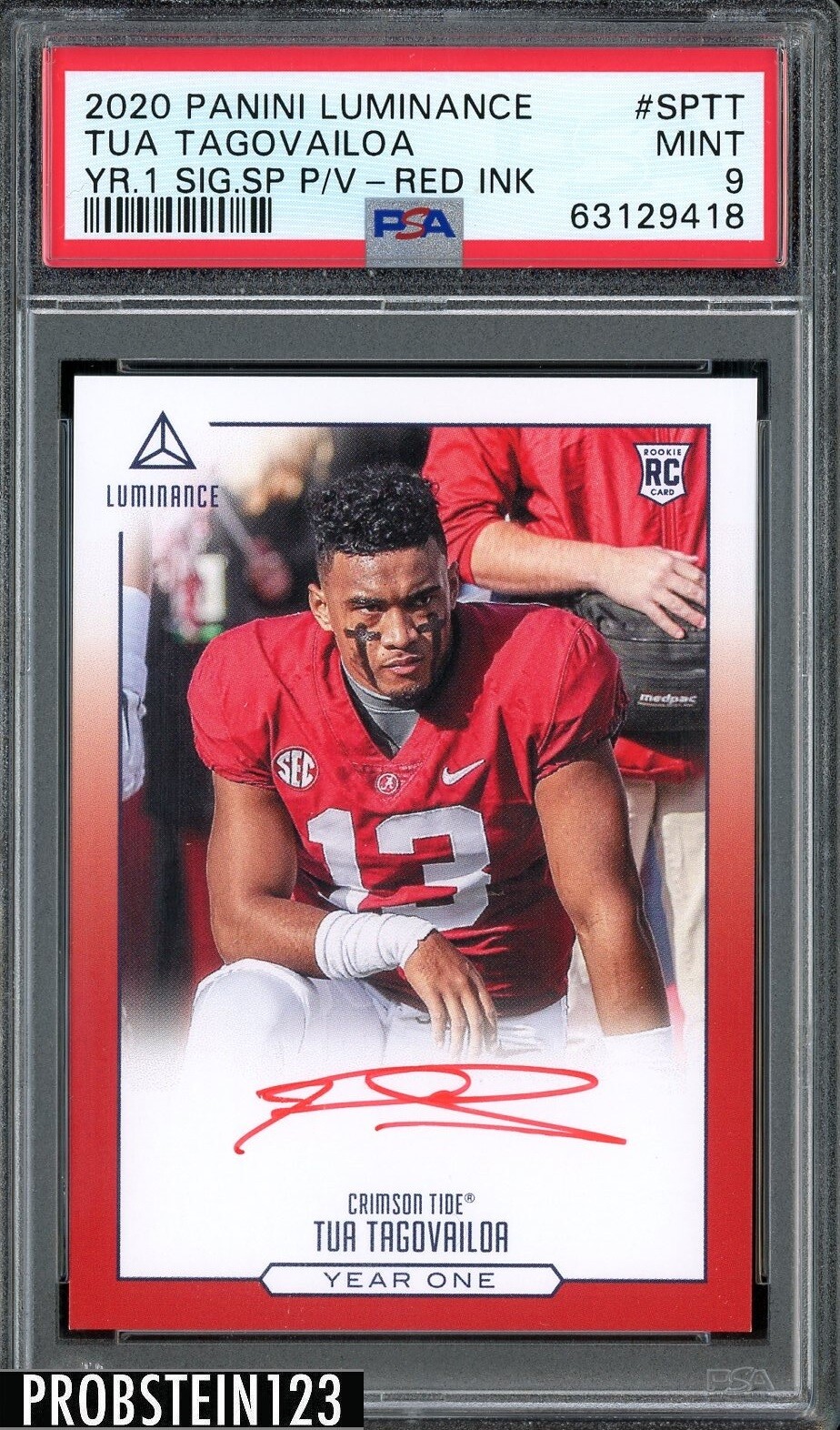 Tua Tagovailoa Panini Luminance Year One Signatures SP Photo Variations #SPTT Red Ink