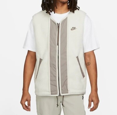 Nike Sport Essentials High Pile Fleece Sherpa Vest Bone SZ M Men's DD5025-072