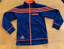 Adidas Track Zip Up Jacket Navy Blue  Bright Orange Athletic Child  s Size 6