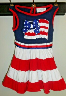 Emily Rose patriotic red-white-blue Flag Ribbon Dress Girls size 3T July 4