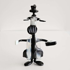 Handcrafted Lampwork Blown Glass Hanukkah Hasidic Figurine, 5.5-inch Tall