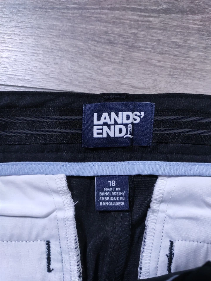 Pantalones Lands End Niños 18 Negro Activo Chino Uniforme Escolar Parte Inferior 35" Entrepierna Foto 2 de 4