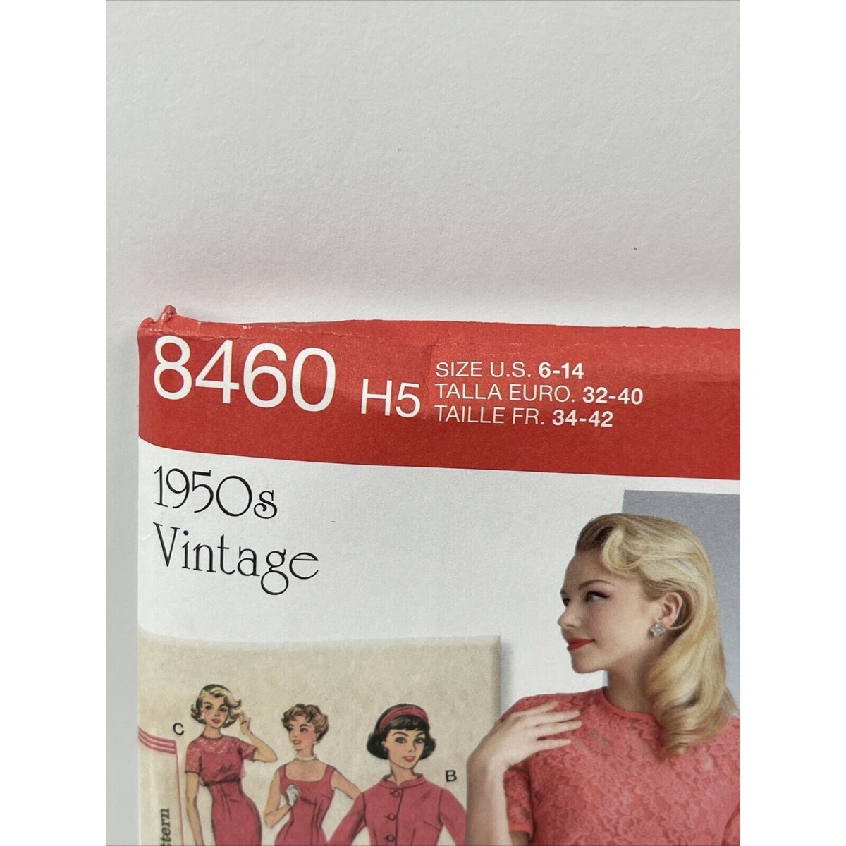 Simplicity Pattern 8460 Size 6/8/10/12/14 Vtg 50s Sheath Dress