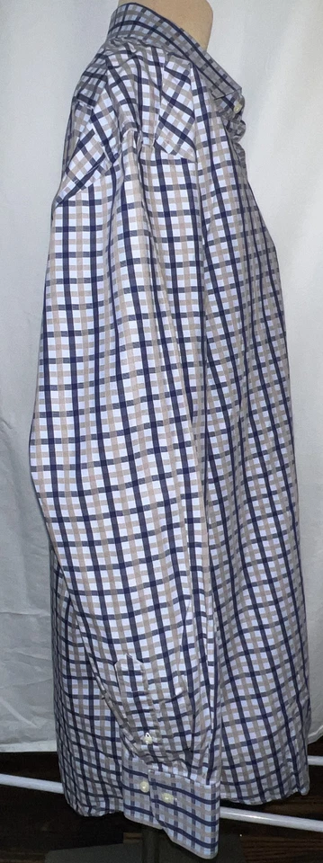 Hathaway Platinum Mens Button Up Shirt Blue & Gray Italy Sz XL 17-17.5. 35/36 - Image 2 of 4