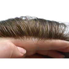Mens Toupee Human Hair Piece Ultra Thin Skin V-Loop Men Hair Replacement System