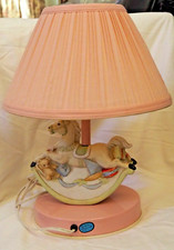 Vintage Baby Girl Pink Nursery Carousel Nightstand Table Bedside Lamp Shade