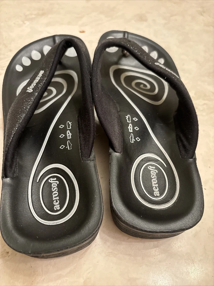 aerosoft womens glitterati black flip flop size 39/us 9 - Image 3 of 4