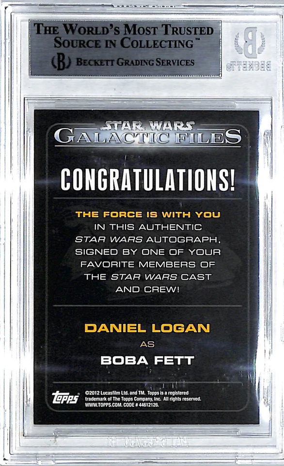 2012 Star Wars Galactic Files DANIEL LOGAN "Boba Fett" Signed Auto Card BAS Slab - Image 3 of 3