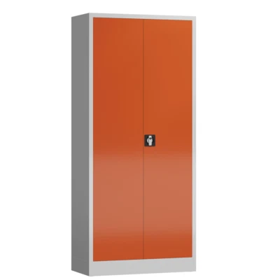 STEELBOXX Aktenschrank Metallschrank abschließbar komplett montiert 180x80x38cm grau/rot