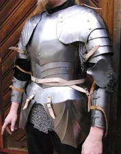18GA SCA Steel Medieval Half Body Armor Suit With Cuirass & Puldrons Set Best Gf