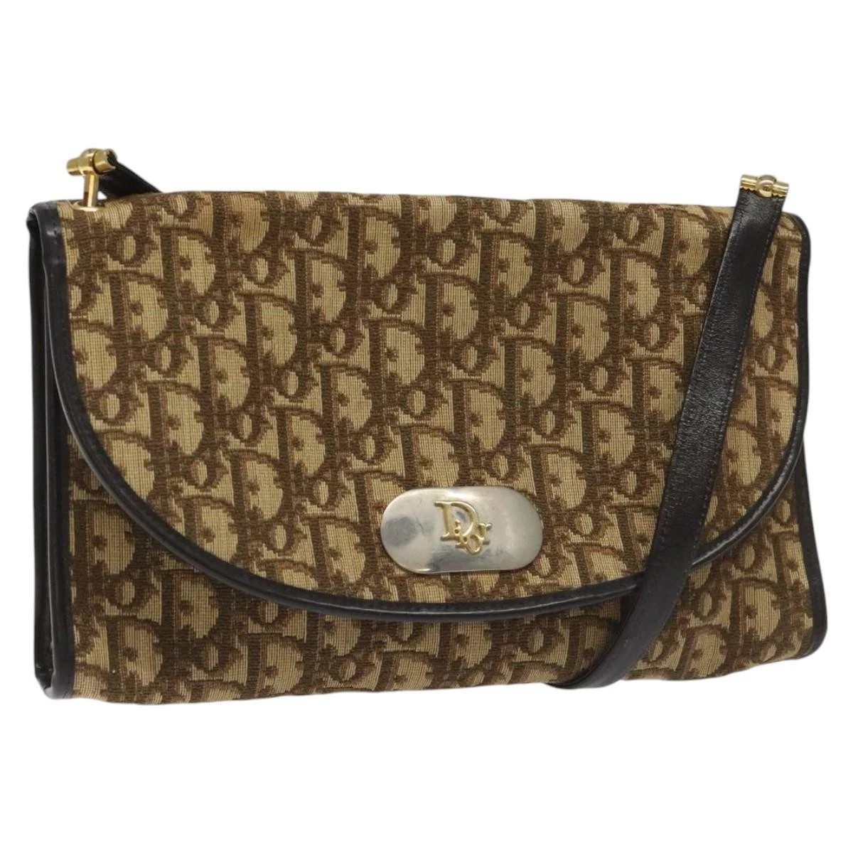 Sac bandoulière Dior Trotter en toile marron authentique