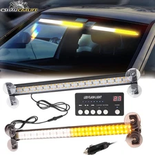 Amber White LED Traffic Advisor Emergency Strobe Warning Hazard Windshield Light